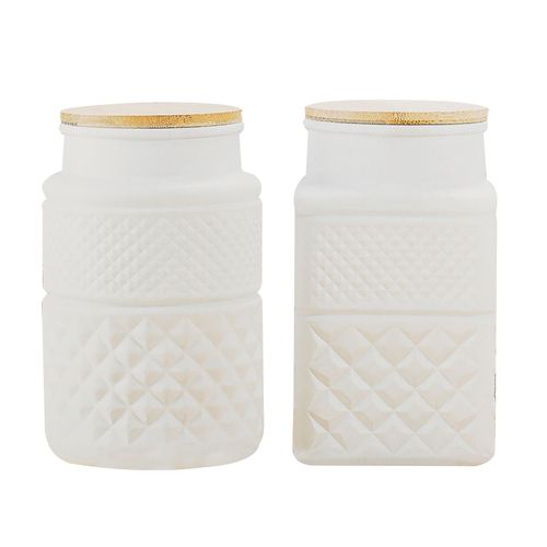 Set Mainstays de 2 frascos de vidrio con tapa de bambú 1.8 L - 2 Pzas