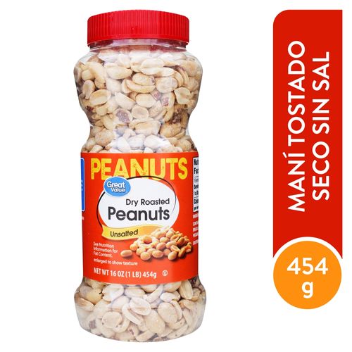 Maní Great Value Sin Sal - 454 g