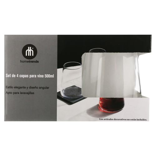 Copas de vidrio Home Trends para vino 4 uds -500 ml