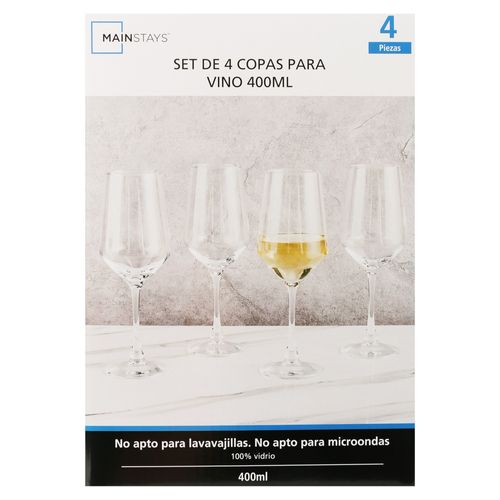 Copas de vidrio Mainstays para vino 4 uds -400 ml