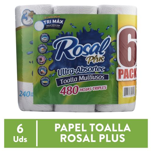 Toalla Rosal Cocina 480 Hojas Triples -6 Rollos