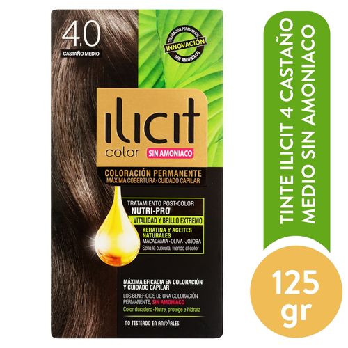Tinte Ilicit 4 Castaño Medio Sin Amoniaco -125 g