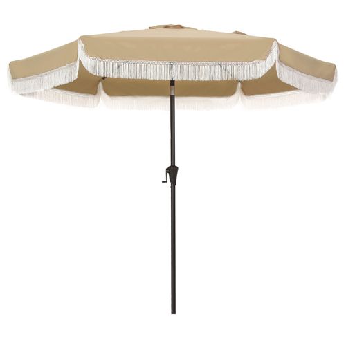 Sombrilla Home Trends beige con flecos