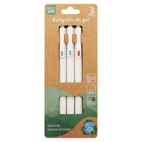 Bolígrafos Pen Gear de gel reciclados -3 pzas
