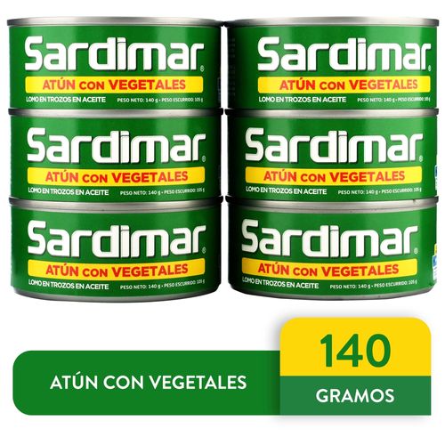 Atún Sardimar vegetales en aceite 6 pack - 852 g