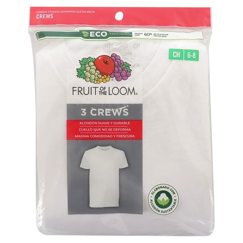 Camiseta Fruit Of The Loom Para Niño Color Blanco Talla S