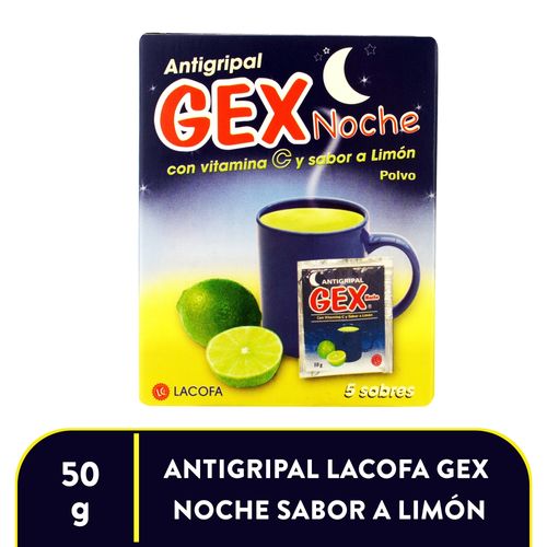 Antigripal Lacofa gex noche sabor a limón caja 5 Uds - 50 g