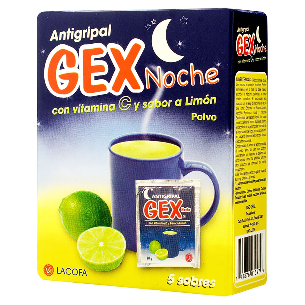 Comprar Antigripal Lacofa gex noche sabor a limón caja 5 Uds - 50