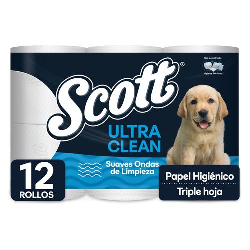 Papel Higiénico Scott Ultra Clean Triple Hoja 12 Rollos