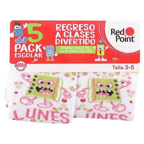 Calcetin Nina Escolar 0498 5P 3 5 Blco