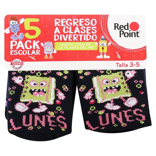 Calcetin Nina Escolar 0498 5P 3 5 Azul