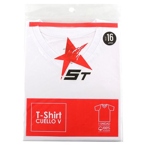 Tshirt St Cuello V Bca T 16 Anos Ref301