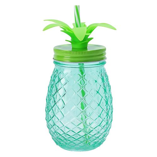Ms Mason Jar De Vidrio Forma Pina 500Ml