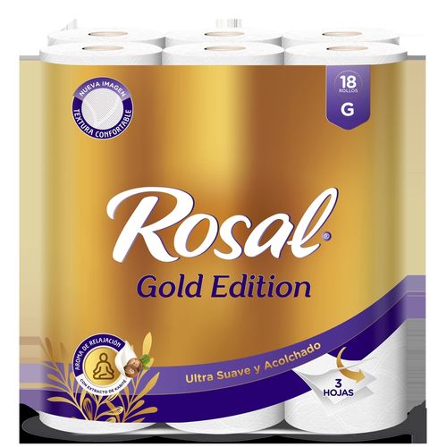 Papel Higiénico Rosal Gold 18 Rollos 350 hojas - 3000 g