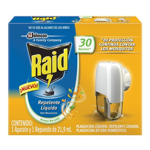 Repelente Líquido Raid® Aparato Con Aroma Naranja 30 Noches