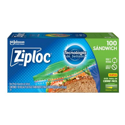 Bolsa Reutilizable Ziploc Para Sándwich - 100 Unidades