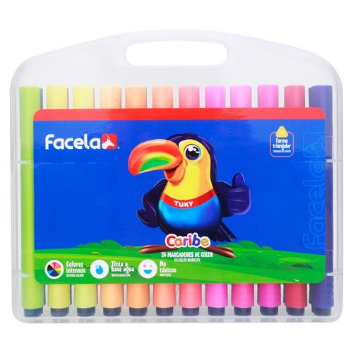 Marcador Facela Estuche Plástico 24 Colores