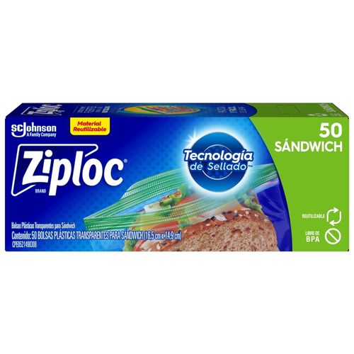 Bolsa Ziploc Para Alimento Sándwich - 50 Uds