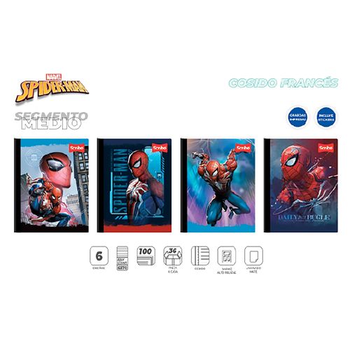 Cuaderno cosido Scribe, Surtido Spiderman -100 hojas