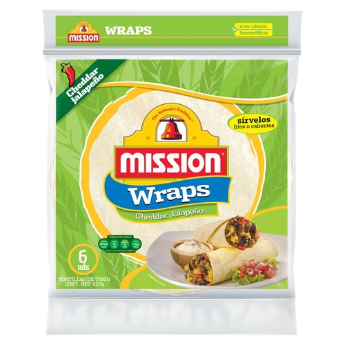 Tortilla Mision Cheddar Jalapeño 6 unidades 427 gr