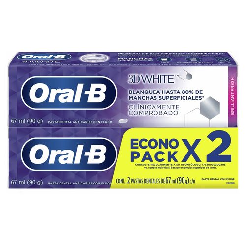 Crema Dental Oral B 3D White 2 pack -134 ml