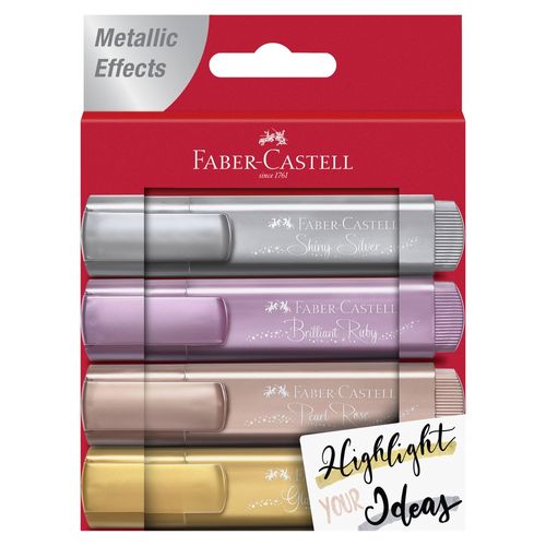 Resaltador Faber Castell Textliner metálico 1546 Blister 4 Colores