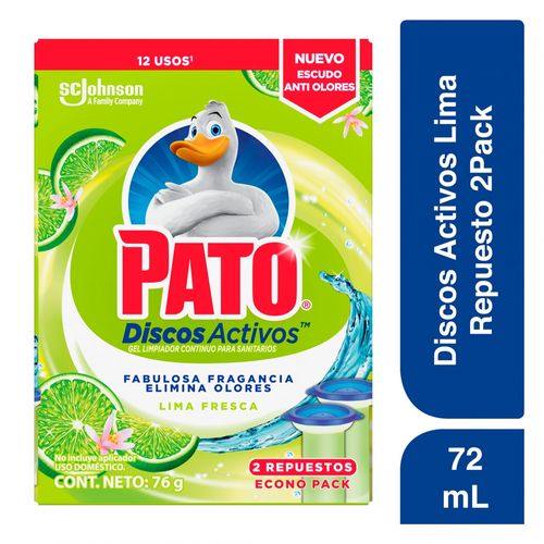 Discos Activos Pato Baños Cítrico Lima Fresca 2 Pack - 72ml