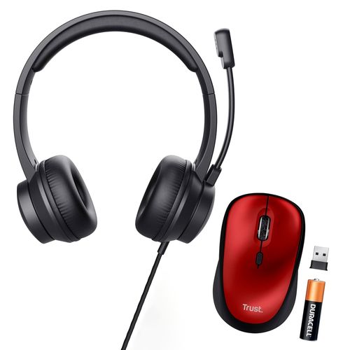 Kit Trust Audifono Mouse Rojo