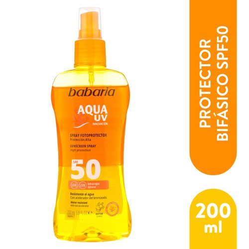 Protector solar bifasica Babaria aqua UV FPS 50 - 200 ml
