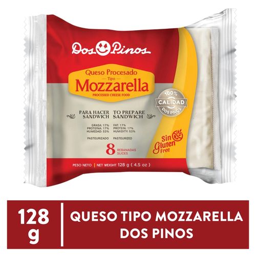 Queso Dos Pinos Procesado Mozzarella 8 Reb - 128 g