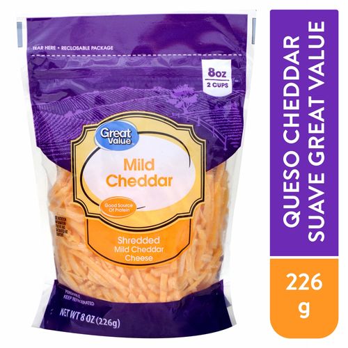 Queso cheddar Great Value rallado - 226 g