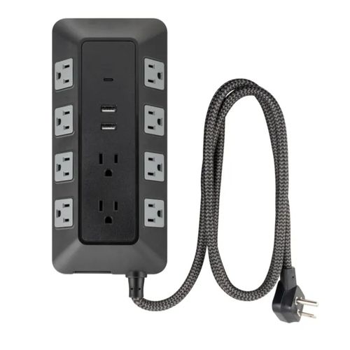 Protector de Picos GE 10 Tomas 2 puertos USB-A y 1 puerto USB-C cable tejido negro 74763