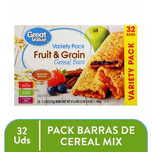 Barras Great Value de cereal mix 32 pack - 1.18 kg