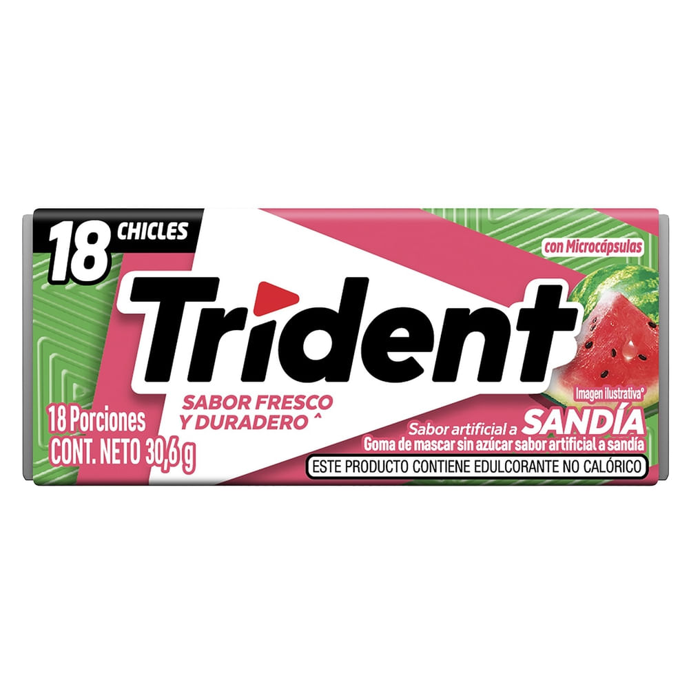 Comprar Chicle Trident Sin Azúcar Sabor Sandía 18 Uds - 30.6g