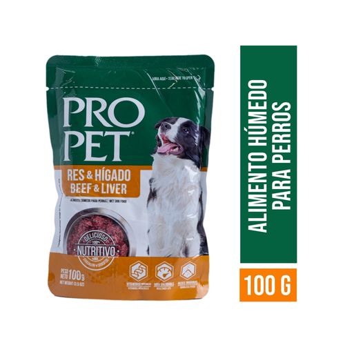 Alimento para perro Pro Pet, húmedo de Higado y Res -100g