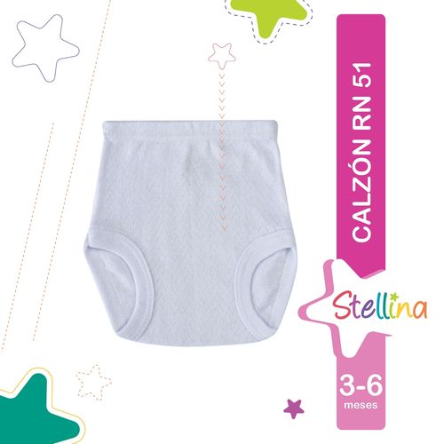 Calzon Stellina Bebe Rn 51 T3 6M Blc