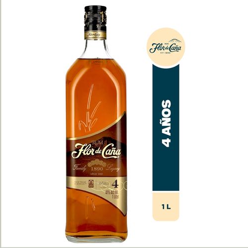 Ron Flor De Caña Añejo Oro 4 Años - 1000ml