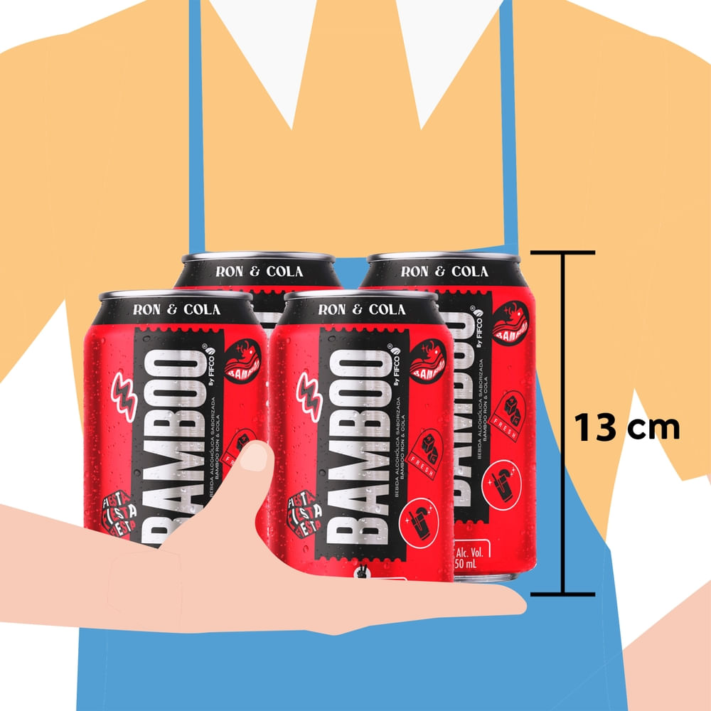 Comprar Bebida Alcohólica Bamboo Ron y Cola 4Pack Lata - 350 ml