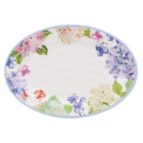 Ht Bandeja De Melamina Floral Ovalada