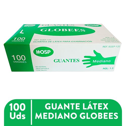 Guante Ambiderm, Látex Bajo En Polvo, Mediano 100 unidades