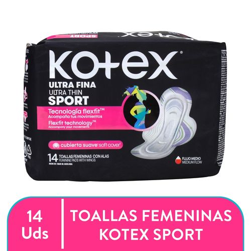 Toallas Femeninas Kotex Sport Ultradelgadas -14 uds