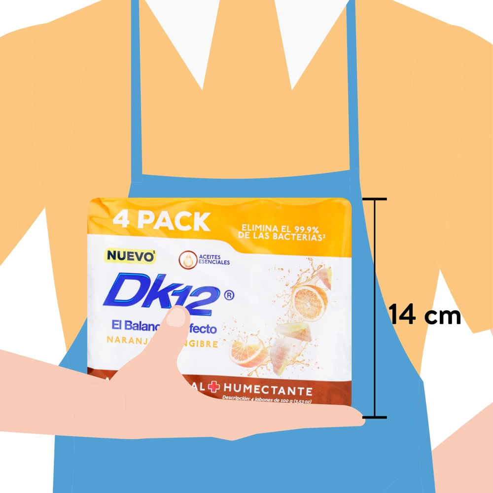 Comprar Jabón DK 12 antibacterial naranja y jengibre 4 uds -400 g