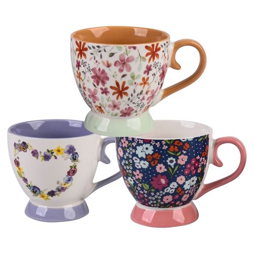 Mainstays Taza De Porcelana Diseño Floral 15Onz