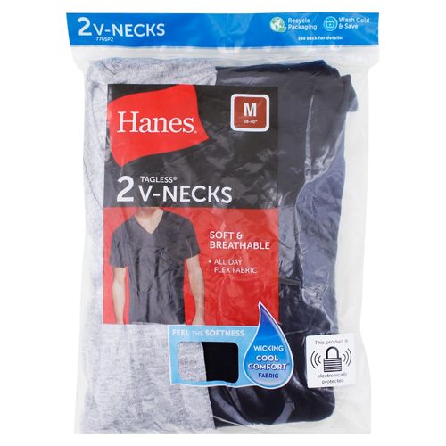 Camisas Hanes Cab Cuello V Neg Gri M