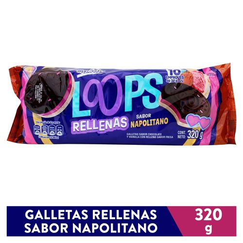 Galleta Marisela loops rellenas sabor napolitano -320 g