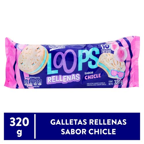 Galleta Marisela loops rellenas sabor chicle -320 g