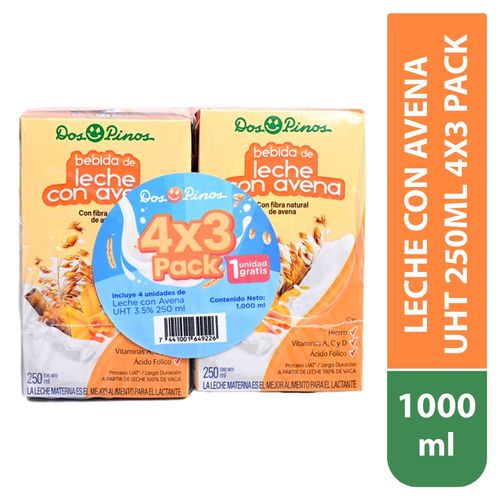 Leche con avena Dos Pinos  UHT 4X3 pack - 1000 ml