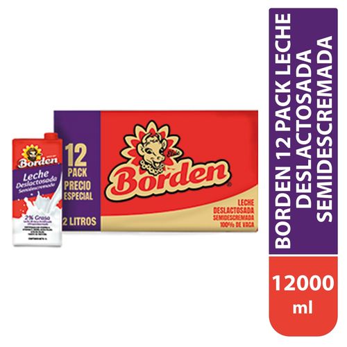 Leche Borden Semi Deslactosada 12 pack - 12000 ml