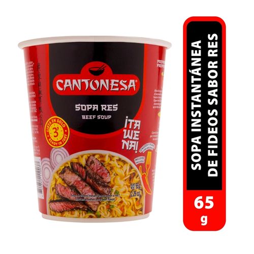 Sopa Instantánea Vaso Cantonesa Res - 65 g