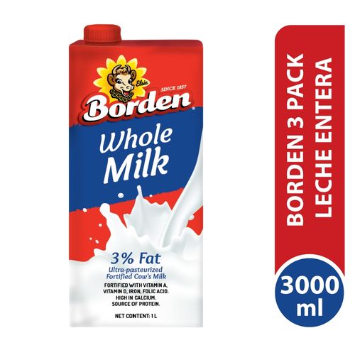 Leche entera Borden 3 pack - 3000 ml